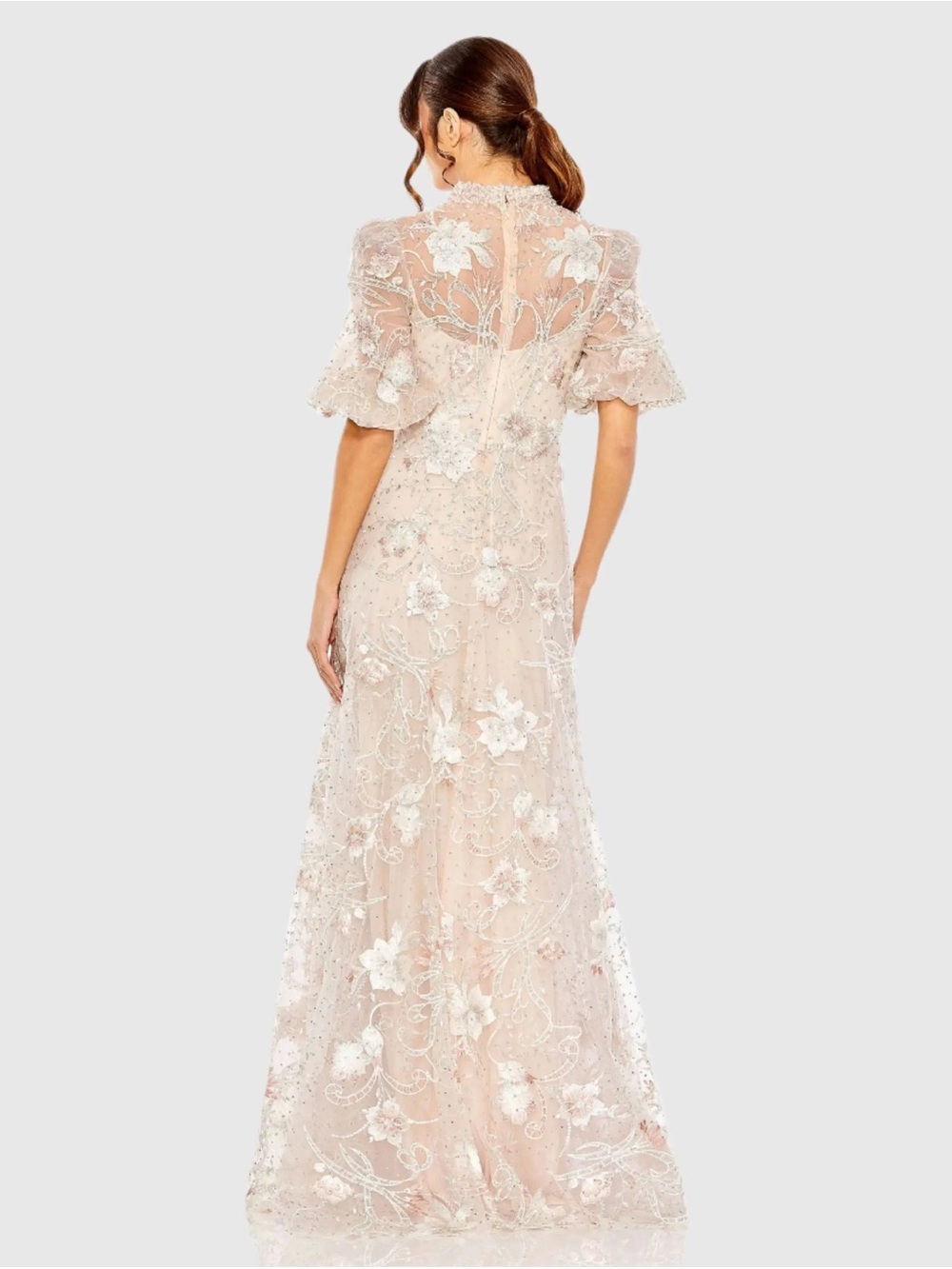 MAC DUGGAL
Pink Queen Anne Puff Sleeve Embroidered A-Line Gown - Picture 3 of 15